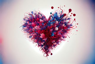 Abstract Red and Blue Feathered Heart Design