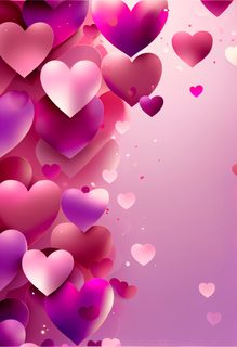 Floating Pink and Purple Hearts Vertical Romantic Gradient Background