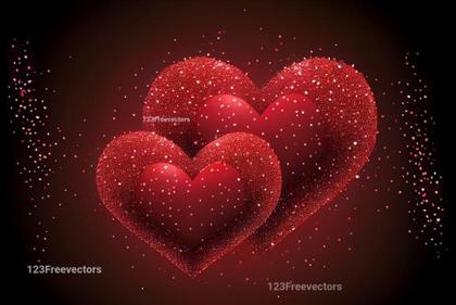 Red Glitter Hearts Valentine Day Background