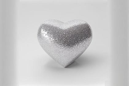 3D Heart Glitter White Background with Copy Space