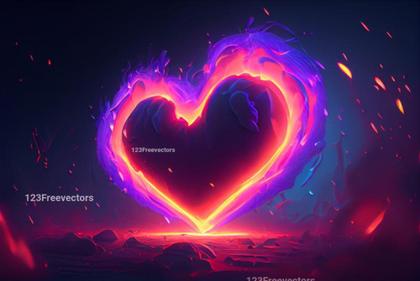 Love Heart Fire Flames Background