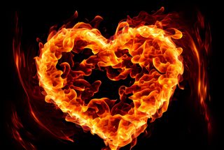 Burning Red and Orange Fire Heart Silhouette