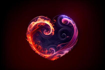 Love Heart Fire Flames Background