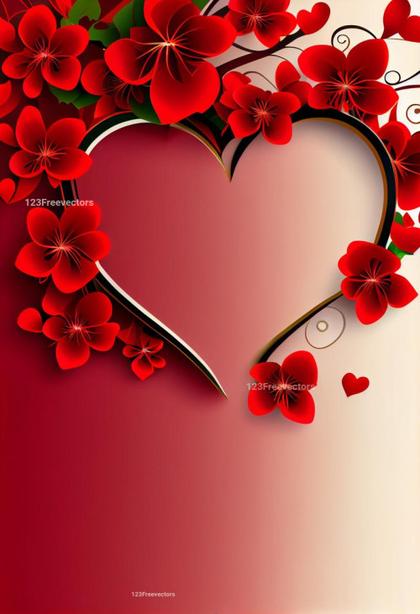 Valentines Day Background with Floral Heart