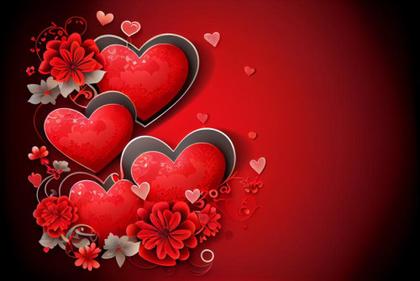Floral Hearts Valentine Day Background