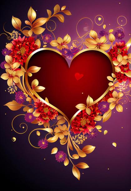 Valentines Day Floral Heart Background