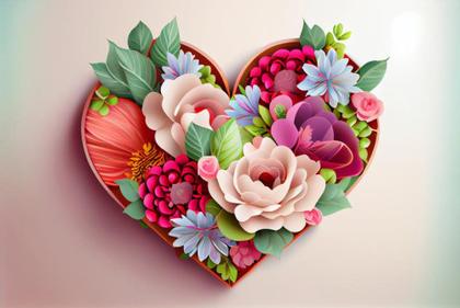 Valentines Day Background with Floral Heart