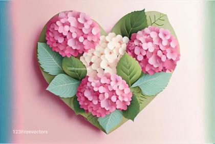 Hydrangea Flowers Valentines Heart Love Background