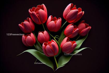 Tulip Flowers Valentines Heart Love Background