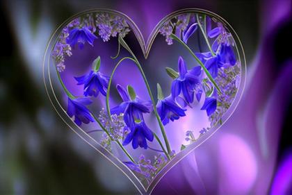 Bluebell Flowers Valentines Heart Love Background