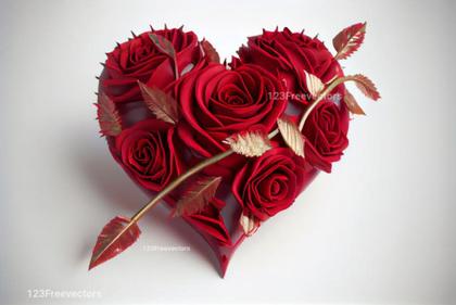 Romantic Red Rose Flowers Heart Shape
