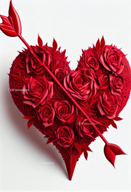Romantic Red Rose Flowers Heart Shape