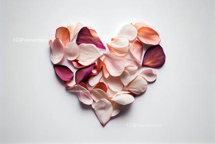 Rose Petals Heart Shape White Background