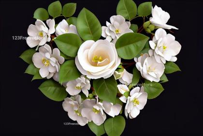 White Rose Flowers Valentines Heart
