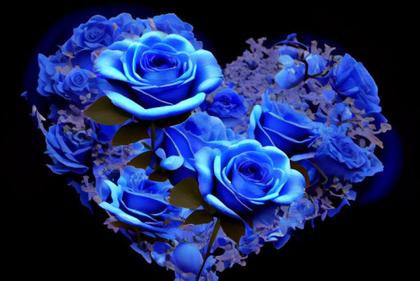Blue Rose Flowers Valentines Day Heart