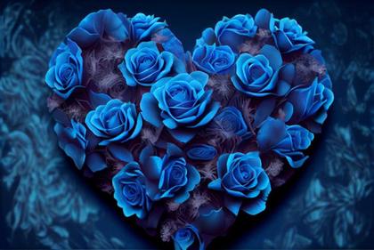 Blue Rose Flowers Valentines Day Heart