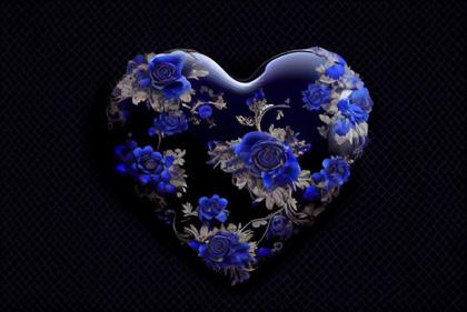 Blue Rose Flowers Valentines Heart