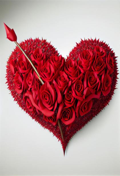 Romantic Red Rose Flowers Heart Shape