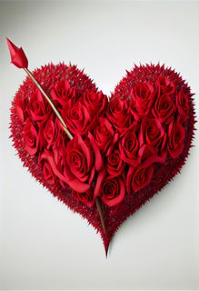 Heart Shaped Red Rose Arrangement With Arrow