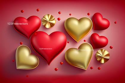 Valentines Day Background with 3D Golden Heart