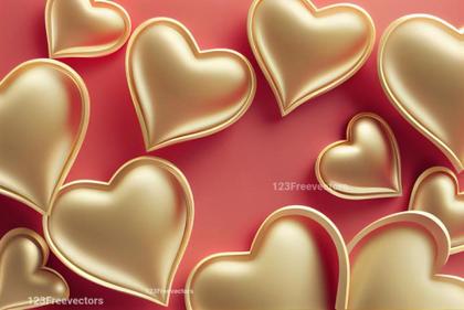 Valentines Day Background with 3D Golden Heart