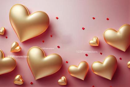 Valentines Day Background with 3D Golden Heart