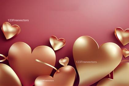Valentines Day Background with 3D Golden Heart