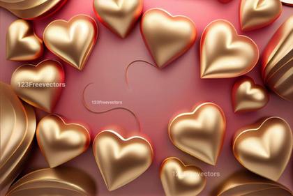 Valentines Day Background with 3D Golden Heart