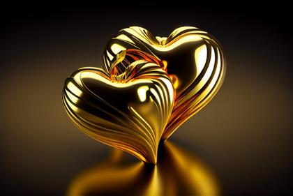 Free Download Valentines Day Background with Golden 3D Hearts