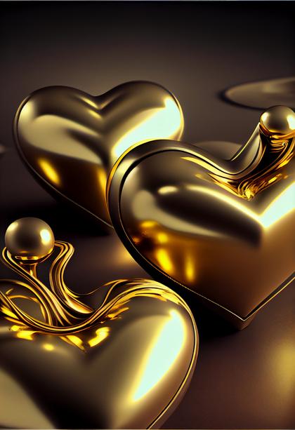 Free Download Valentines Day Background with Golden 3D Hearts