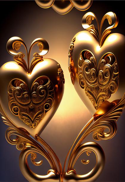 Free Download Valentines Day Background with Golden 3D Hearts