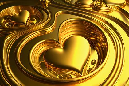 Free Download Valentines Day Background with Golden 3D Hearts
