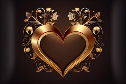Free Download Valentines Day Background with Golden 3D Hearts