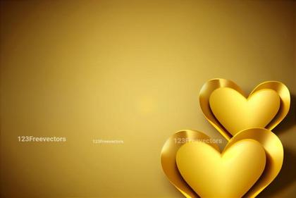 Valentines Day Background with Golden 3D Hearts