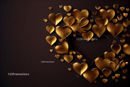 Golden 3D Hearts Valentines Day Background