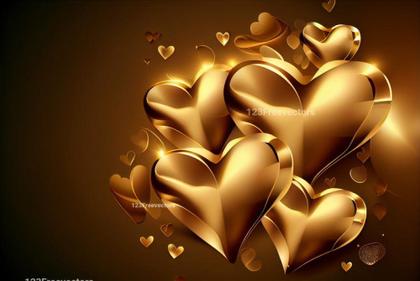 Golden 3D Hearts Valentines Day Background