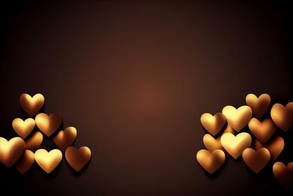 Free Download Valentines Day Background with Golden 3D Hearts