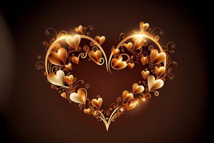 Free Download Valentines Day Background with Golden 3D Hearts