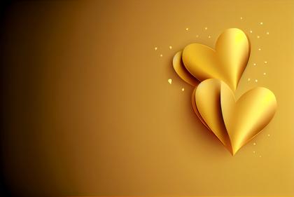 Free Download Valentines Day Background with Golden 3D Hearts