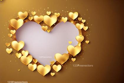 Golden 3D Hearts Valentines Day Background