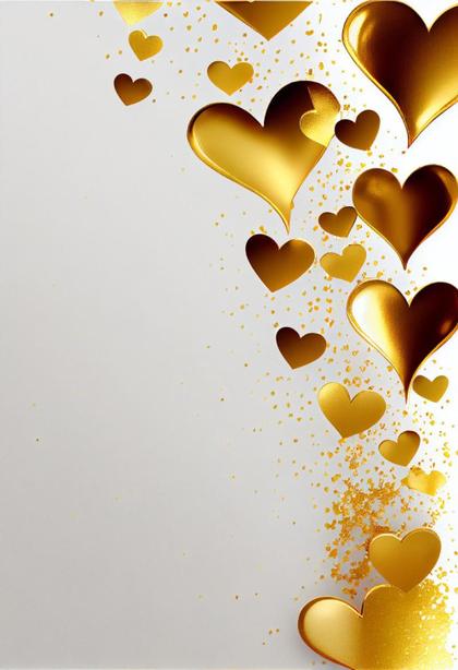 Free Download Valentines Day Background with Golden 3D Hearts