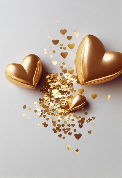 Gold Valentines Day Greetings White Background