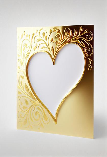 Gold Valentines Day Greetings White Background