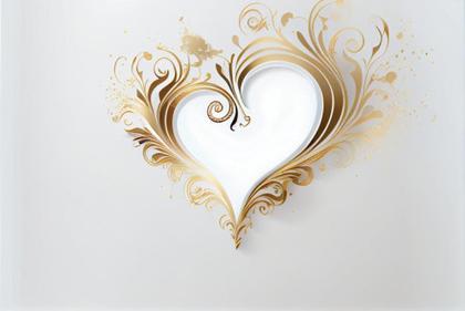 Free Download Gold Heart on White Background