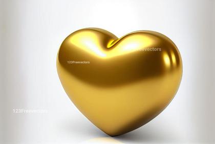 Golden Heart White Background