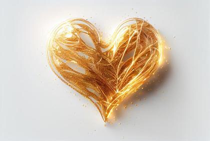 Golden Expressions: 3D Hearts & Glittering Love Words