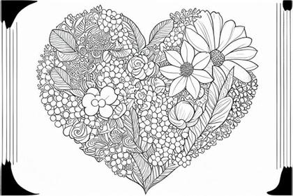 Flowers Valentines Day Kids Coloring Book Black Outline