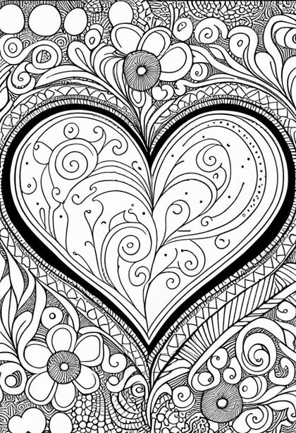 Hearts Pattern Line Art for Coloring Book