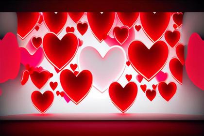 Valentines Day Greetings Neon Red White Background
