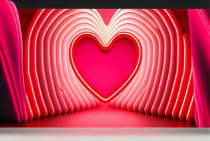 Valentines Day Greetings Neon Red White Background